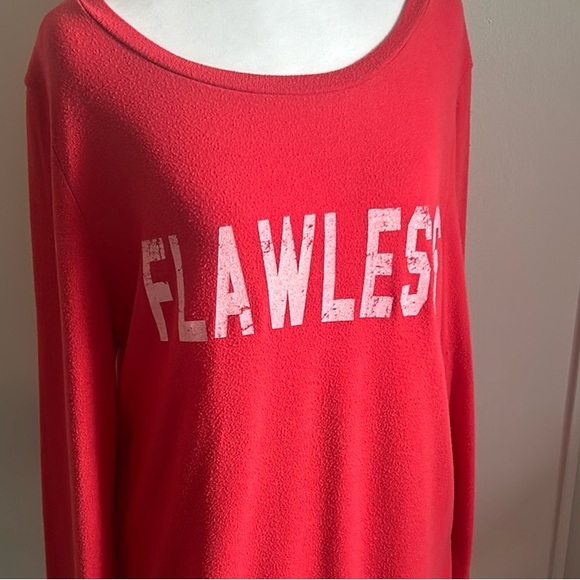 Oversized “Flawless” Print Lightweight Slub Pullover Shirt - Picture 10 of 10